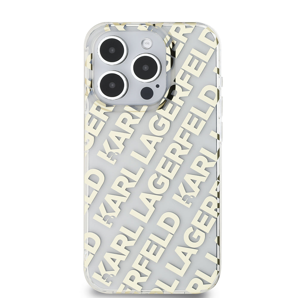 Hülle für Apple iPhone 15 Pro Max, Karl Lagerfeld, IML Luxury Gold Fullover Logo, Goldfarben