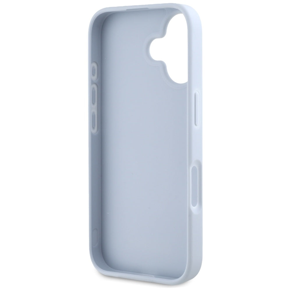 Hülle für Apple iPhone 16, Guess, Grained Big 4G Logo Small Classic Logo, Blau