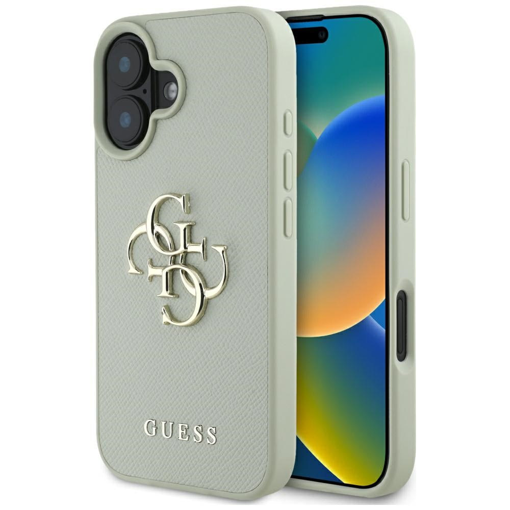 Hülle für Apple iPhone 16, Guess, Grained Big 4G Logo Small Classic Logo, Grün