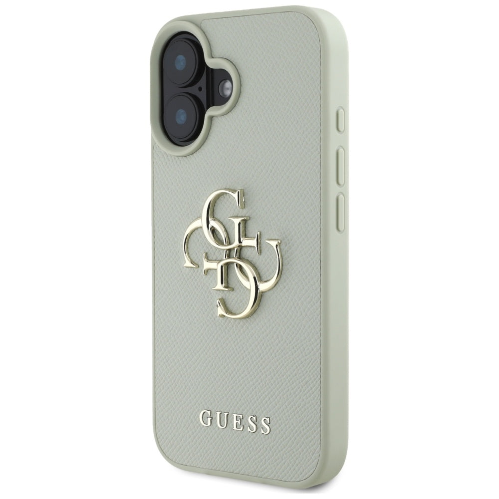 Hülle für Apple iPhone 16, Guess, Grained Big 4G Logo Small Classic Logo, Grün