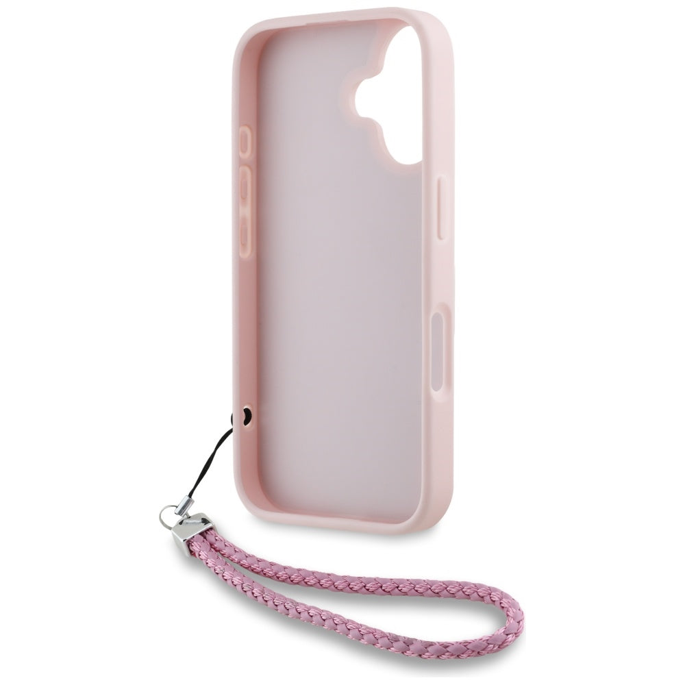 Case for Apple iPhone 16, Karl Lagerfeld, Quilted Initial Logo & Chain Strap, Pink