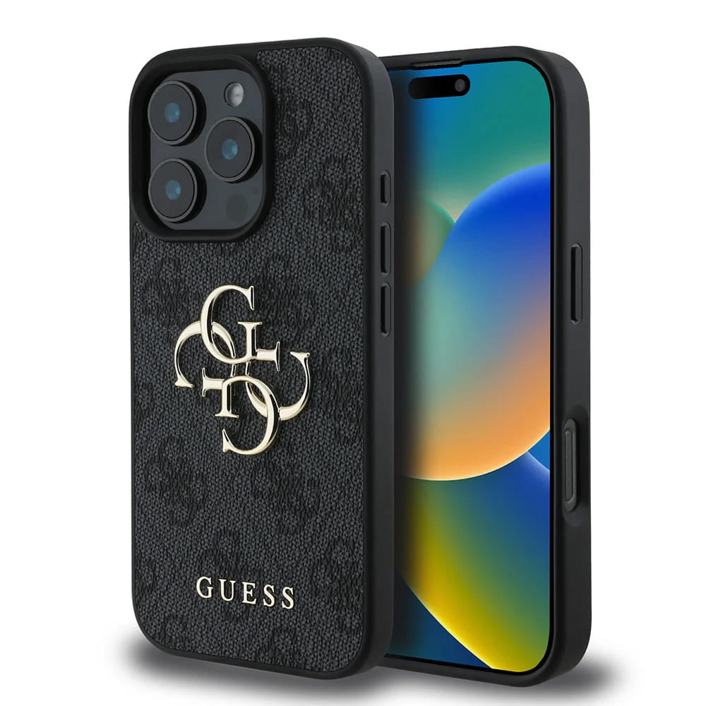 Hülle für Apple iPhone 16 Pro, Guess, 4G Big Logo, Schwarz