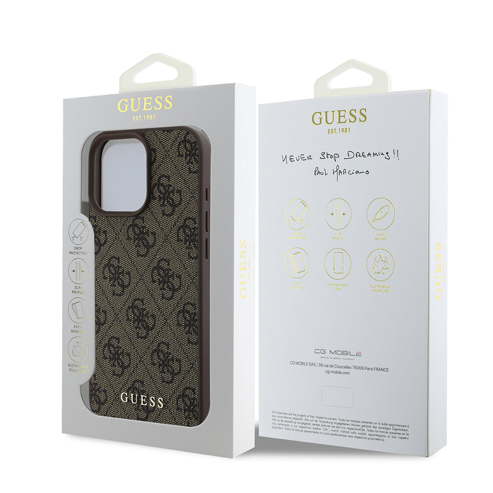 Case for Apple iPhone 16 Pro, Guess, 4G Classic, Brown