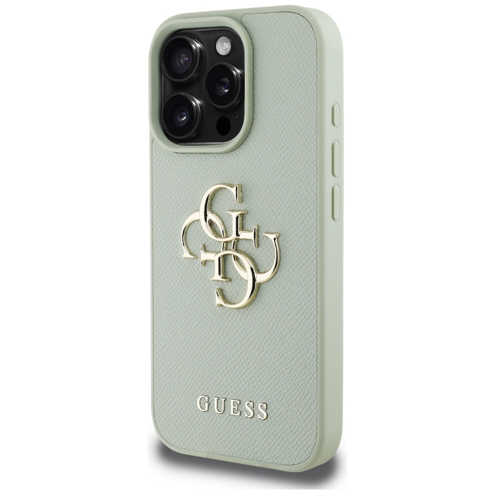 Hülle für Apple iPhone 16 Pro, Guess, Grained Big 4G Logo Small Classic Logo, Grün