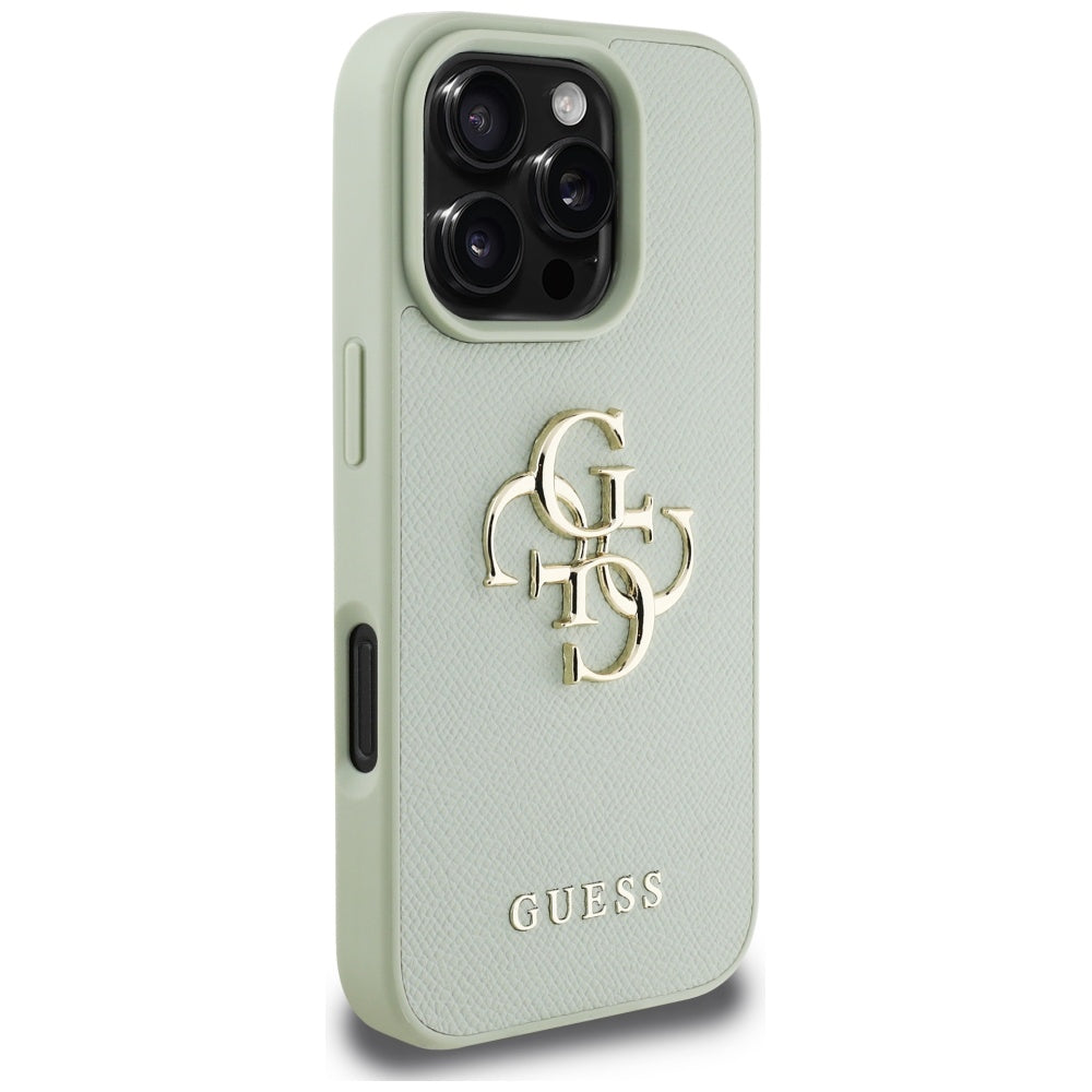 Hülle für Apple iPhone 16 Pro, Guess, Grained Big 4G Logo Small Classic Logo, Grün