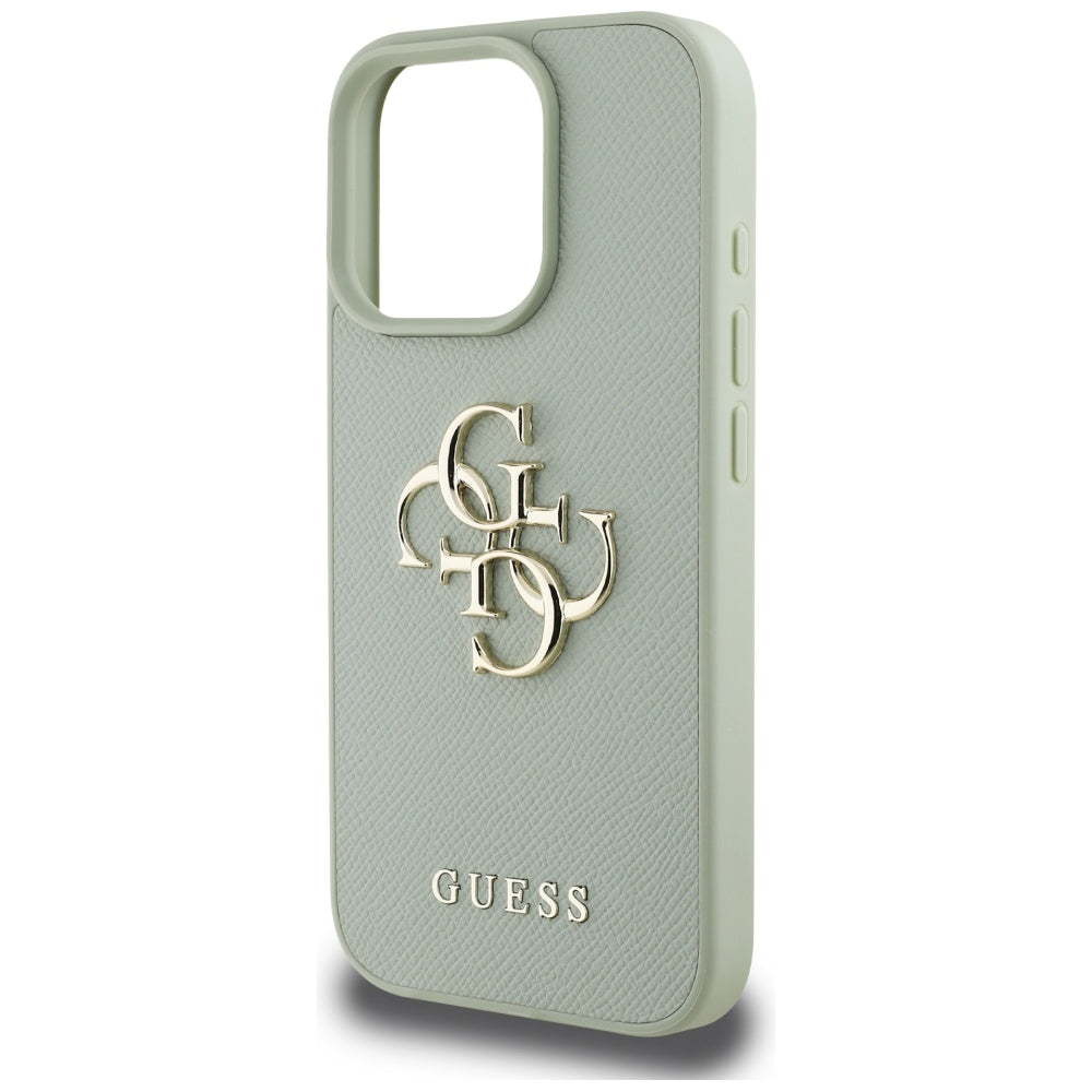 Hülle für Apple iPhone 16 Pro, Guess, Grained Big 4G Logo Small Classic Logo, Grün