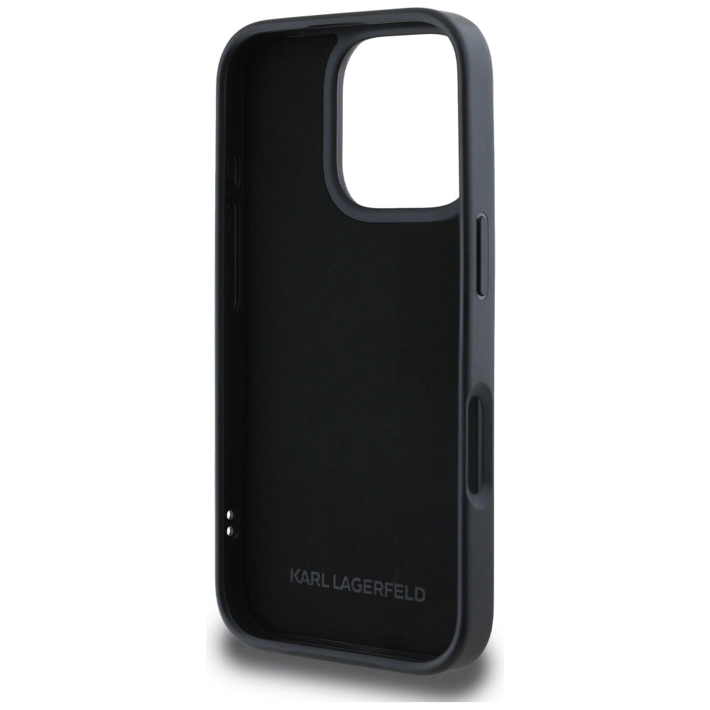 Hülle für Apple iPhone 16 Pro, Karl Lagerfeld, 3D Rubber Karl & Choupette, Schwarz