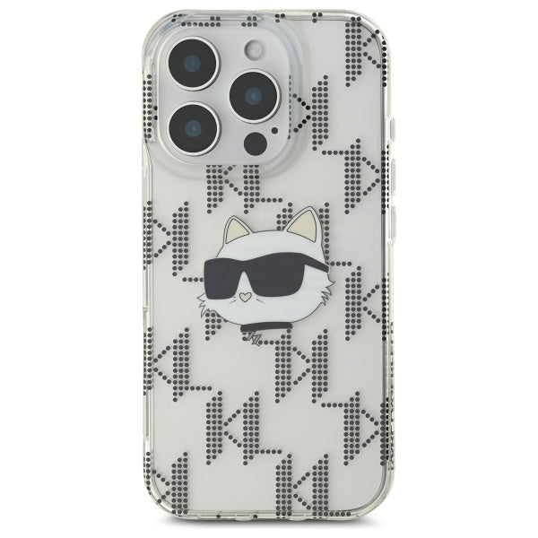 Hülle für Apple iPhone 16 Pro, Karl Lagerfeld, IML Luxury Electroplated Choupette's Head, Transparent