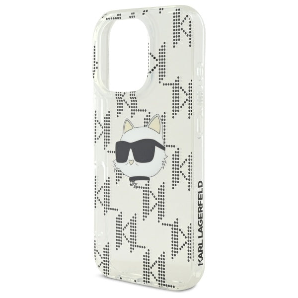 Hülle für Apple iPhone 16 Pro, Karl Lagerfeld, IML Luxury Electroplated Choupette's Head, Transparent