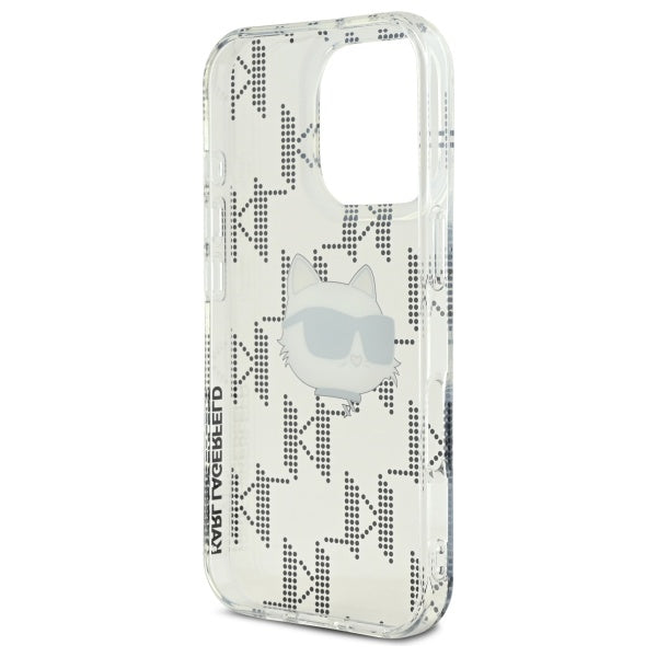 Hülle für Apple iPhone 16 Pro, Karl Lagerfeld, IML Luxury Electroplated Choupette's Head, Transparent