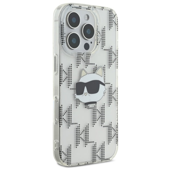 Hülle für Apple iPhone 16 Pro, Karl Lagerfeld, IML Luxury Electroplated Choupette's Head, Transparent