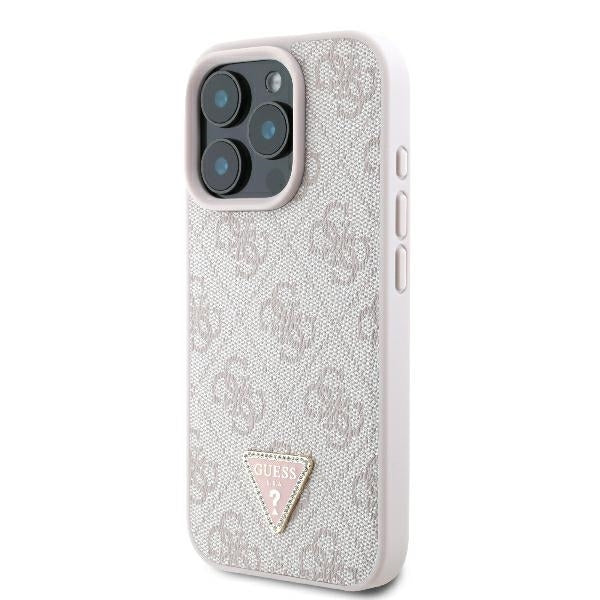 Hülle für Apple iPhone 16 Pro Max, Guess, Crossbody 4G Triangle Strass, Rosa
