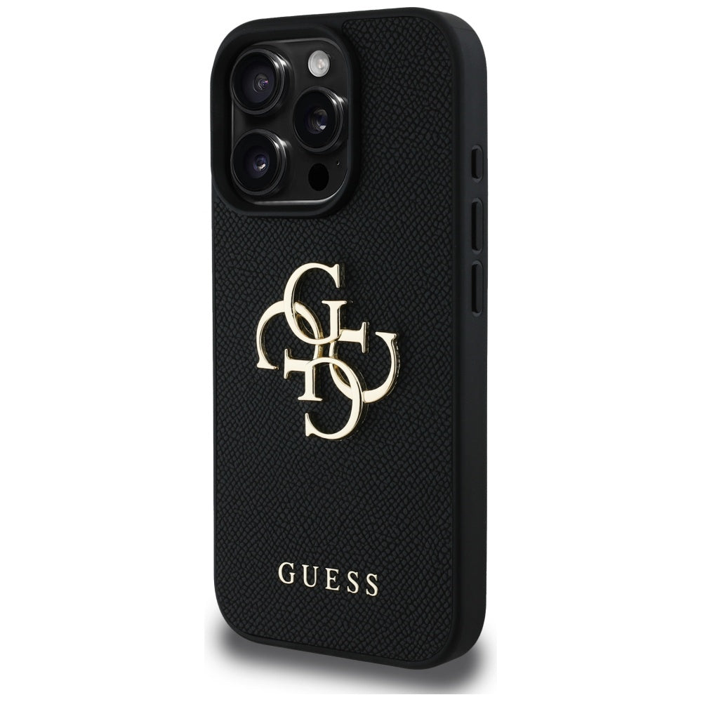Hülle für Apple iPhone 16 Pro Max, Guess, Grained Big 4G Logo Small Classic Logo, Schwarz