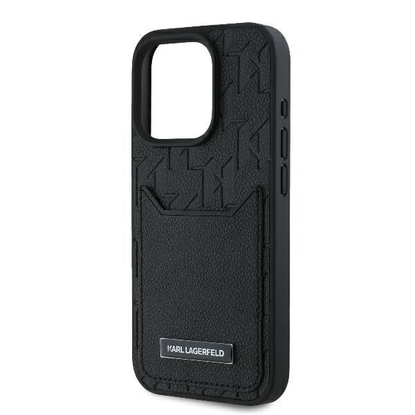 Hülle für Apple iPhone 16 Pro Max, Karl Lagerfeld, Cardslots Monogram, Schwarz