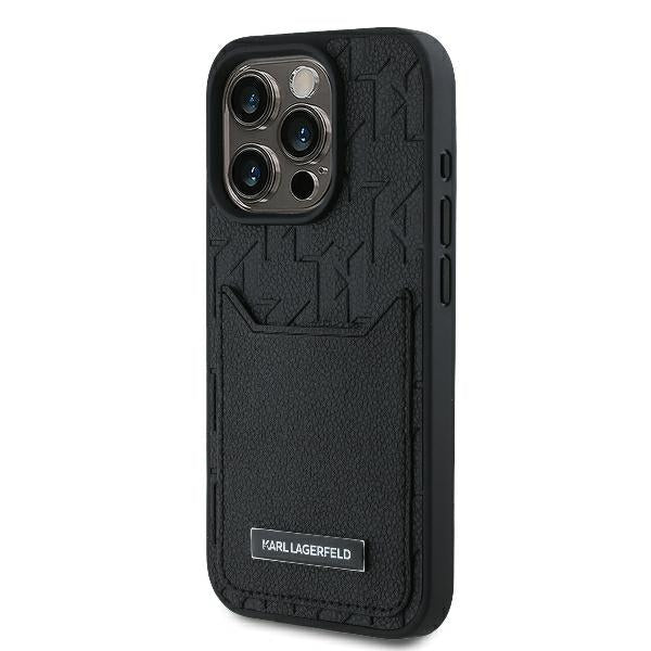 Hülle für Apple iPhone 16 Pro Max, Karl Lagerfeld, Cardslots Monogram, Schwarz