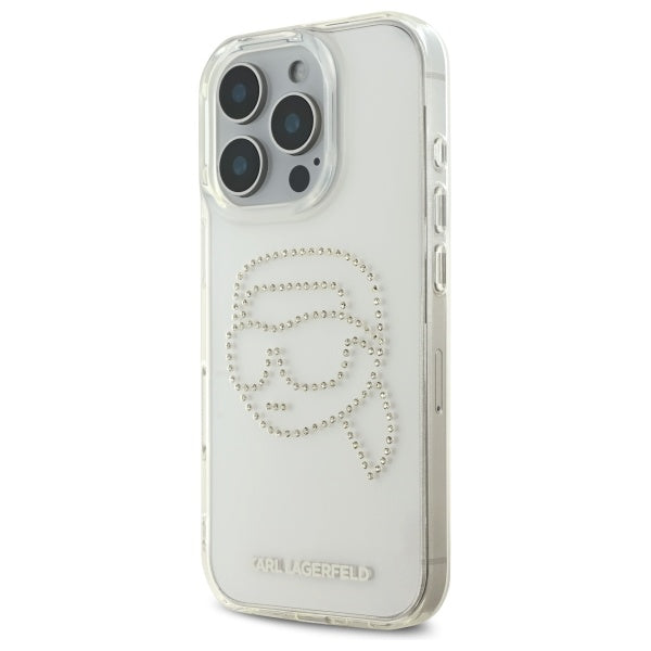 Case for Apple iPhone 16 Pro Max, Karl Lagerfeld, IML Rhinestones Karl's Head, Transparent