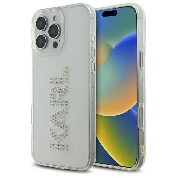 Case for Apple iPhone 16 Pro Max, Karl Lagerfeld, IML Rhinestones Transparent Logo, Transparent