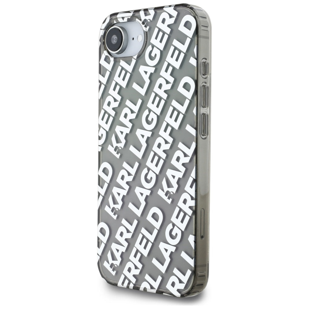 Case for Apple iPhone 17e / 16e, Karl Lagerfeld, IML Luxury Silver Fullover Logo, Silver