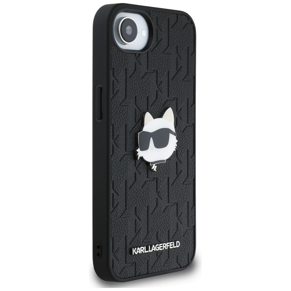 Case for Apple iPhone 17e / 16e, Karl Lagerfeld, Monogram Choupette's Head, Black