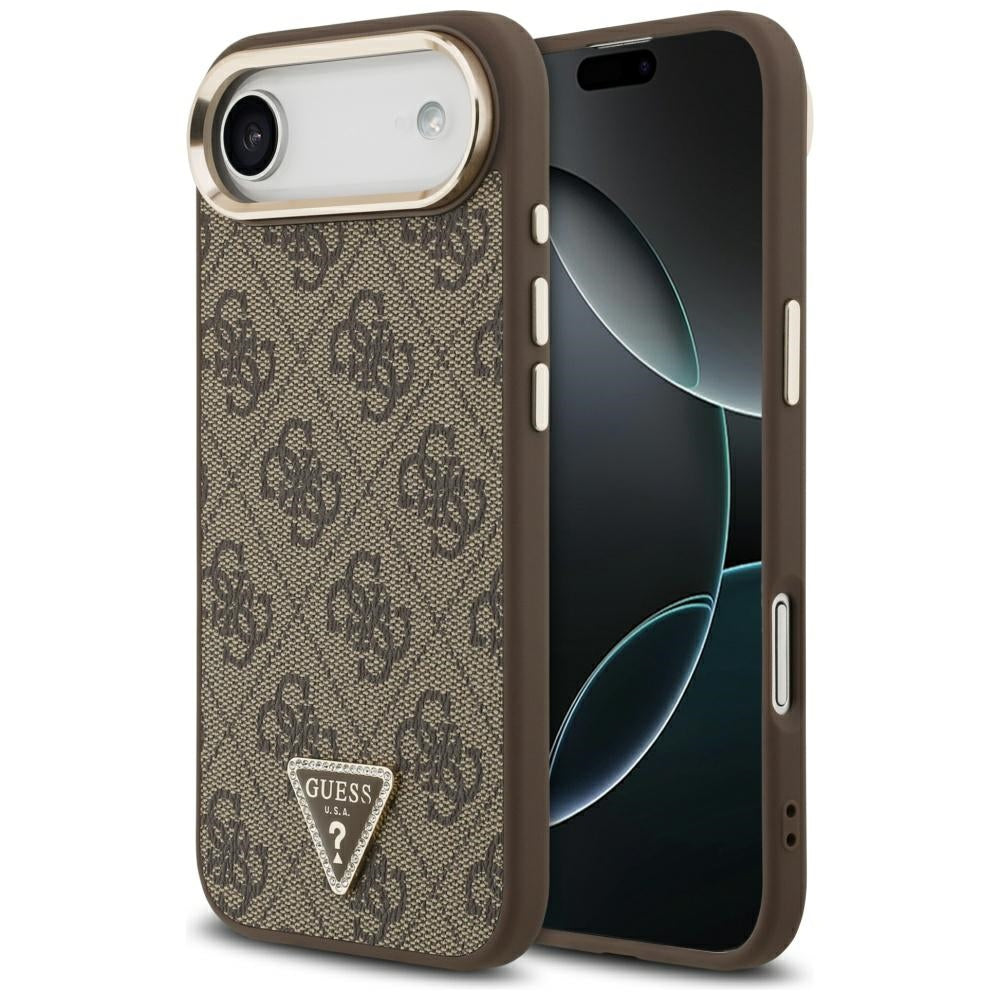 Hülle für Apple iPhone 17 Air, Guess, 4G Triangle Logo, Goldenes Braun