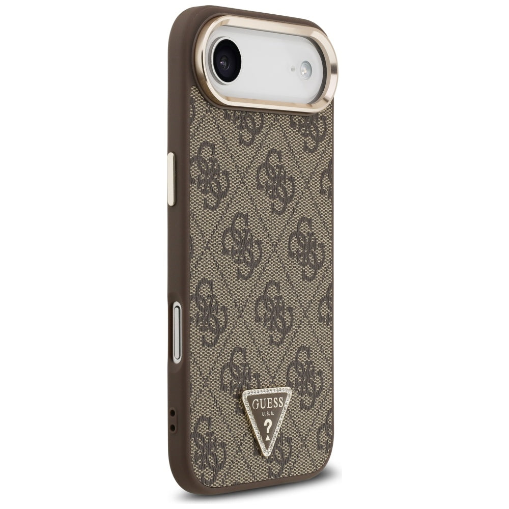 Hülle für Apple iPhone 17 Air, Guess, 4G Triangle Logo, Goldenes Braun