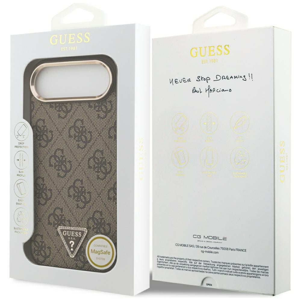 Hülle für Apple iPhone 17 Air, Guess, 4G Triangle Logo, Goldenes Braun