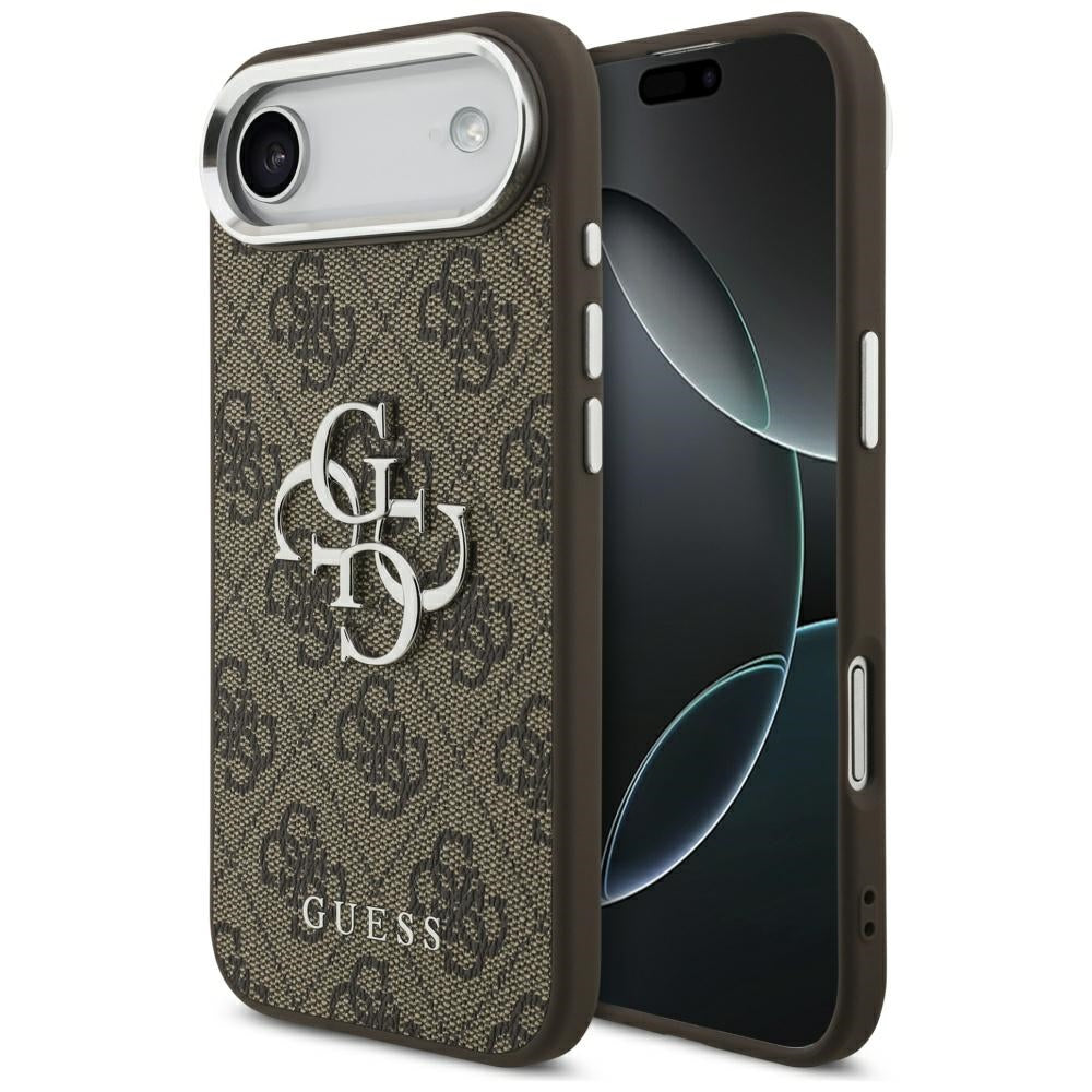 Hülle für Apple iPhone 17 Air, Guess, Big 4G Logo Classic, Braun Silbern