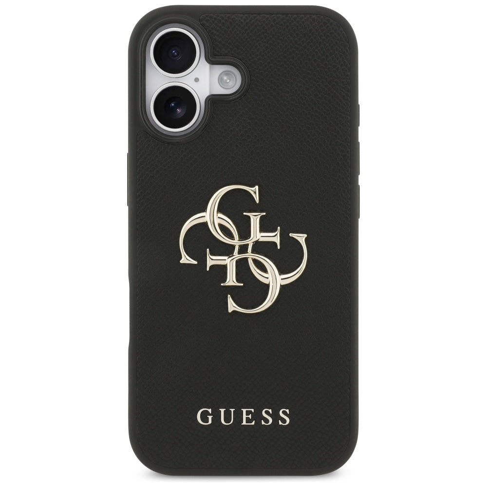 Hülle für Apple iPhone 17, Guess, 4G Grained Big and Classic Logo, Schwarz