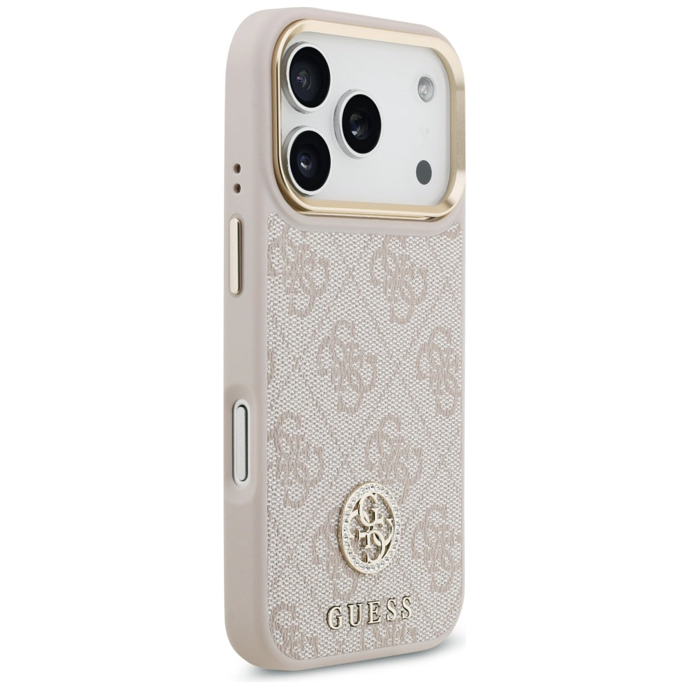 Hülle für Apple iPhone 17 Pro, Guess, 4G Strass Logo und Big Strap, Rosa
