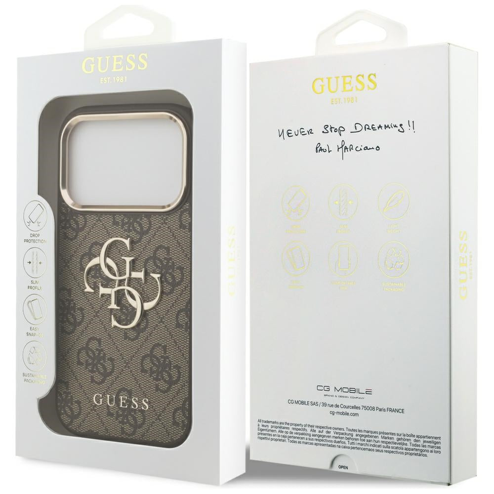 Hülle für Apple iPhone 17 Pro, Guess, Big 4G Logo Classic, Goldenes Braun
