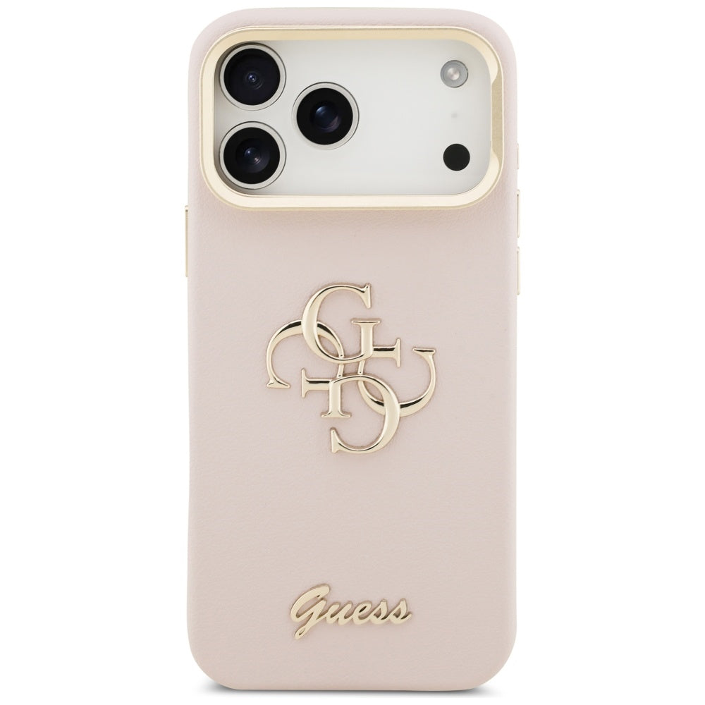 Hülle für Apple iPhone 17 Pro, Guess, Grained Big 4G Stand Camera, Rosa