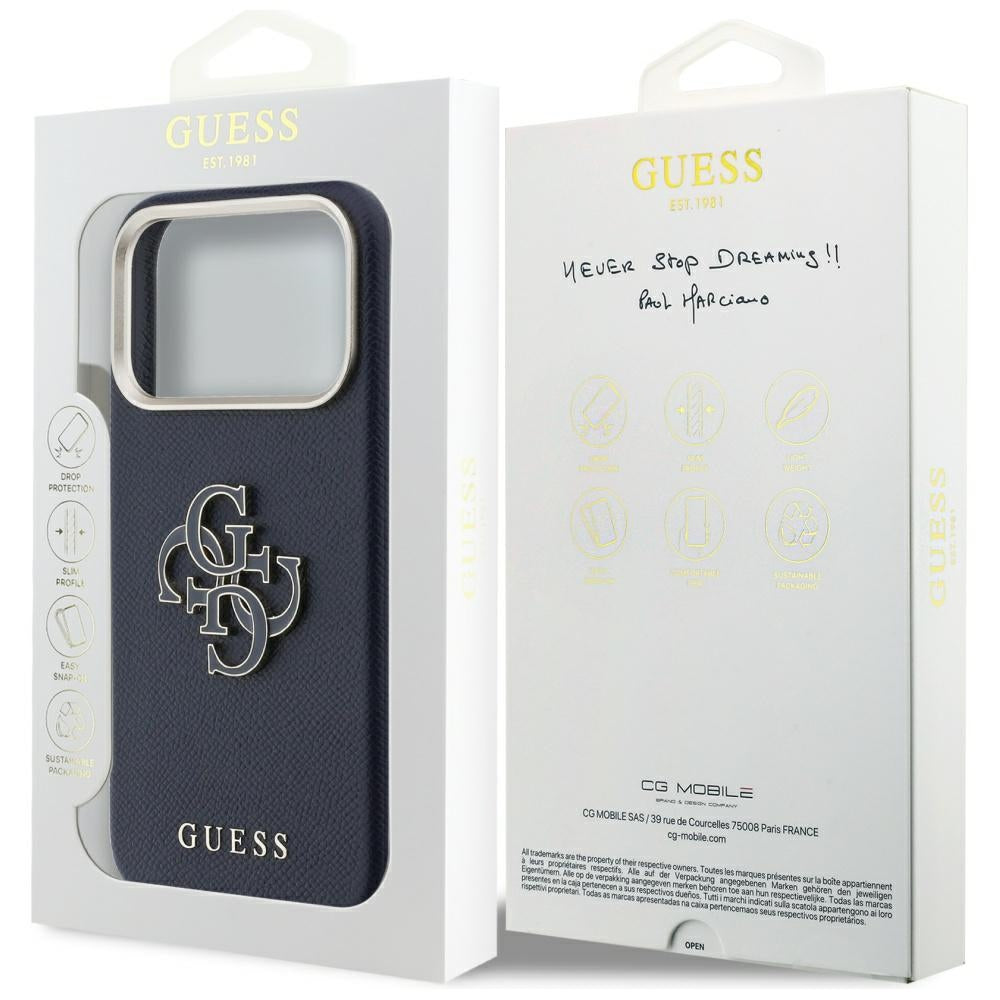 Case for Apple iPhone 17 Pro, Guess, Resin Logo, Blue