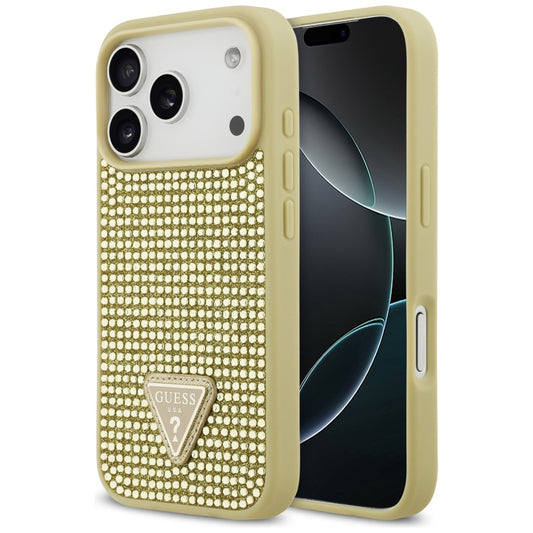 Hülle für Apple iPhone 17 Pro, Guess, Rhinestone Triangle Logo, Gold