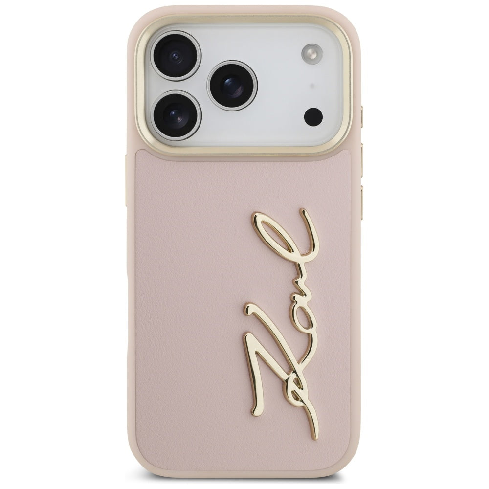 Hülle für Apple iPhone 17 Pro, Karl Lagerfeld, Script Logo, Rosa