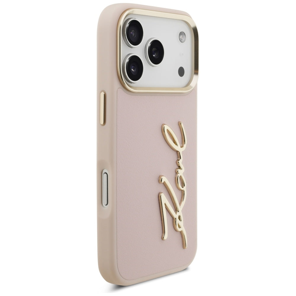 Hülle für Apple iPhone 17 Pro, Karl Lagerfeld, Script Logo, Rosa