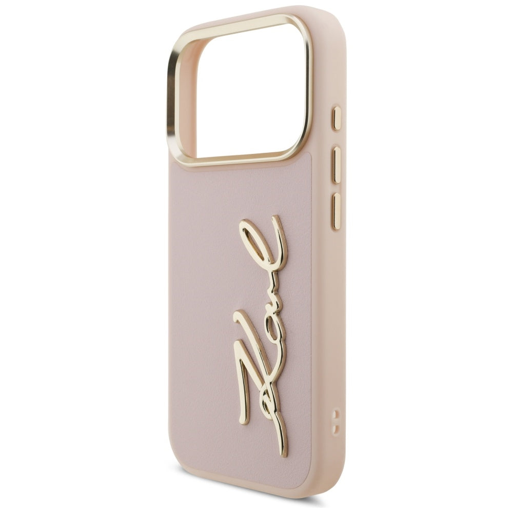 Hülle für Apple iPhone 17 Pro, Karl Lagerfeld, Script Logo, Rosa