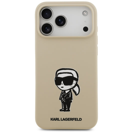 Hülle für Apple iPhone 17 Pro Max, Karl Lagerfeld, Sketch und Logo Karl, Braun
