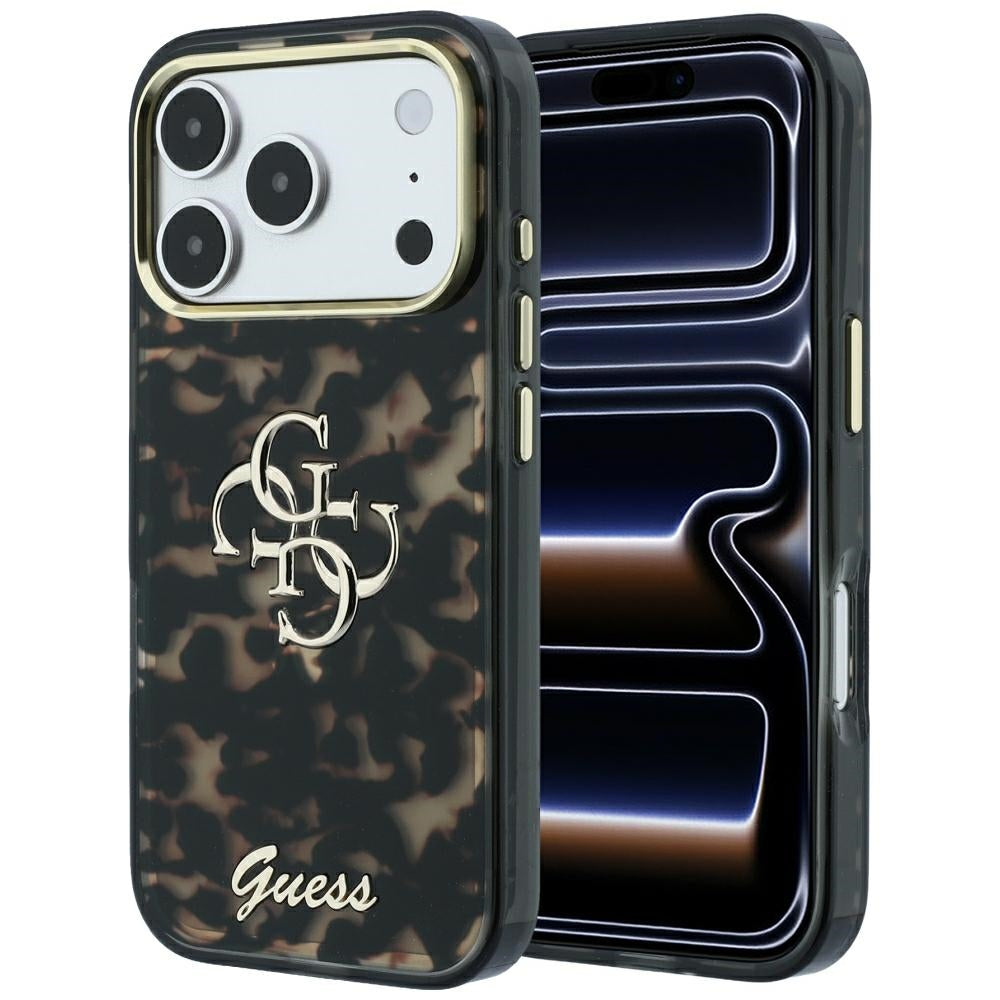 Hülle für Apple iPhone 18 Pro / 17 Pro, Guess, IML 4G Metal Script, Braun
