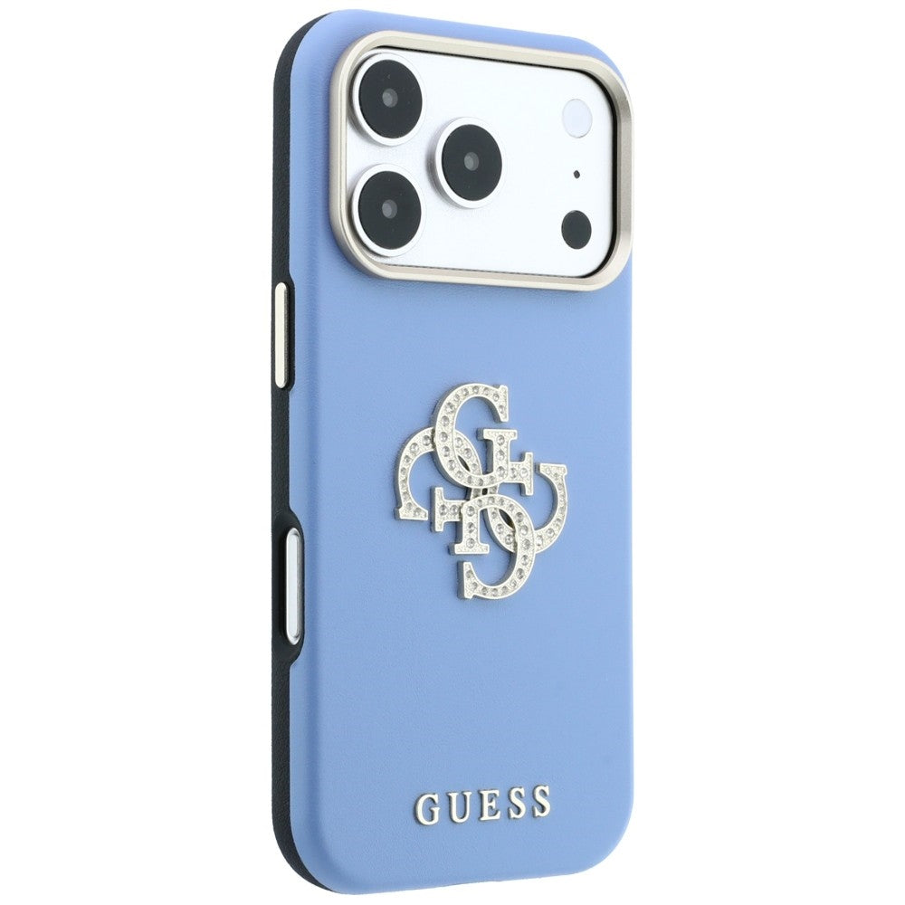 Hülle für Apple iPhone 18 Pro / 17 Pro, Guess, Smooth Big Strass Logo, Blau