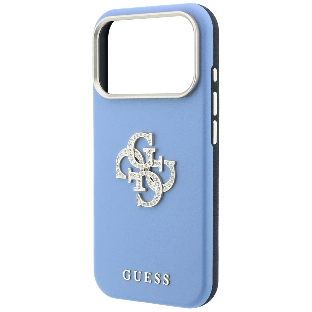 Hülle für Apple iPhone 18 Pro / 17 Pro, Guess, Smooth Big Strass Logo, Blau