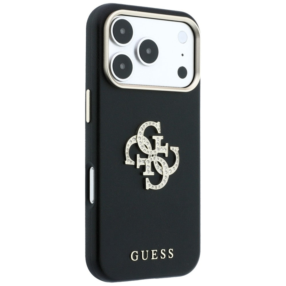 Hülle für Apple iPhone 18 Pro / 17 Pro, Guess, Smooth Big Strass Logo, Schwarz
