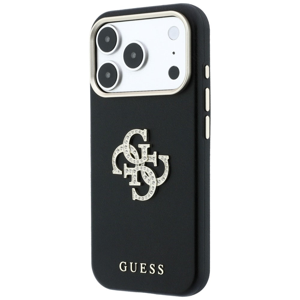 Hülle für Apple iPhone 18 Pro / 17 Pro, Guess, Smooth Big Strass Logo, Schwarz