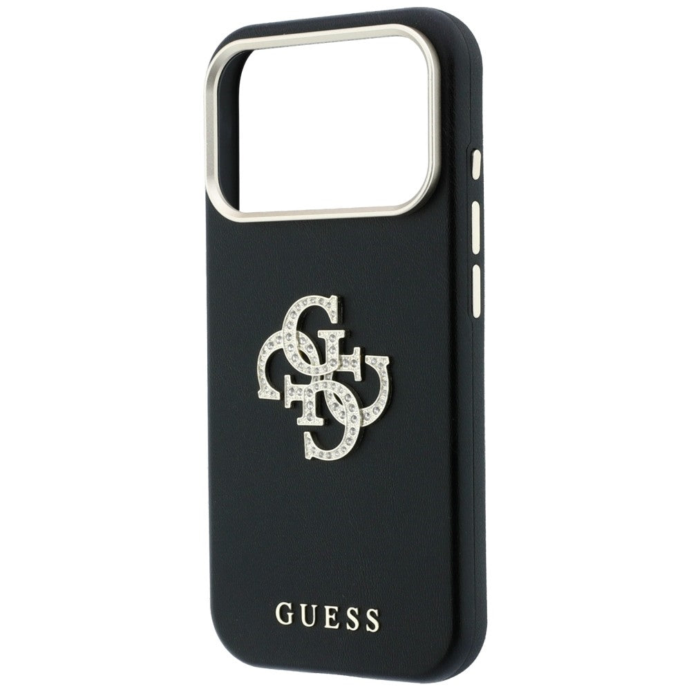 Hülle für Apple iPhone 18 Pro / 17 Pro, Guess, Smooth Big Strass Logo, Schwarz