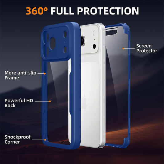 Hülle für Apple iPhone 18 Pro / 17 Pro, Techsuit, ColorVerse 360, Blau