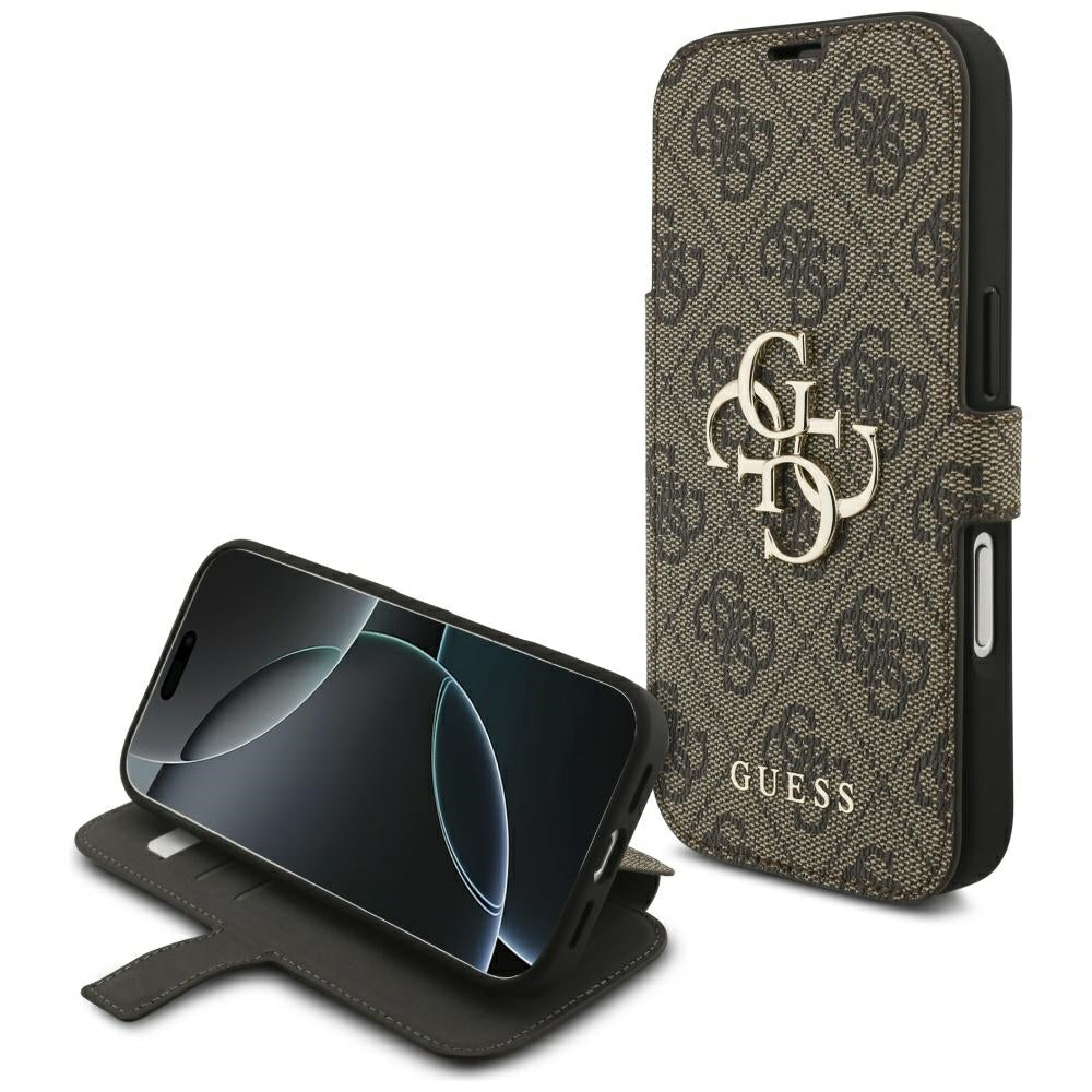 Hülle für Apple iPhone 18 Pro Max / 17 Pro Max, Guess, 4G Metall-Logo, Braun
