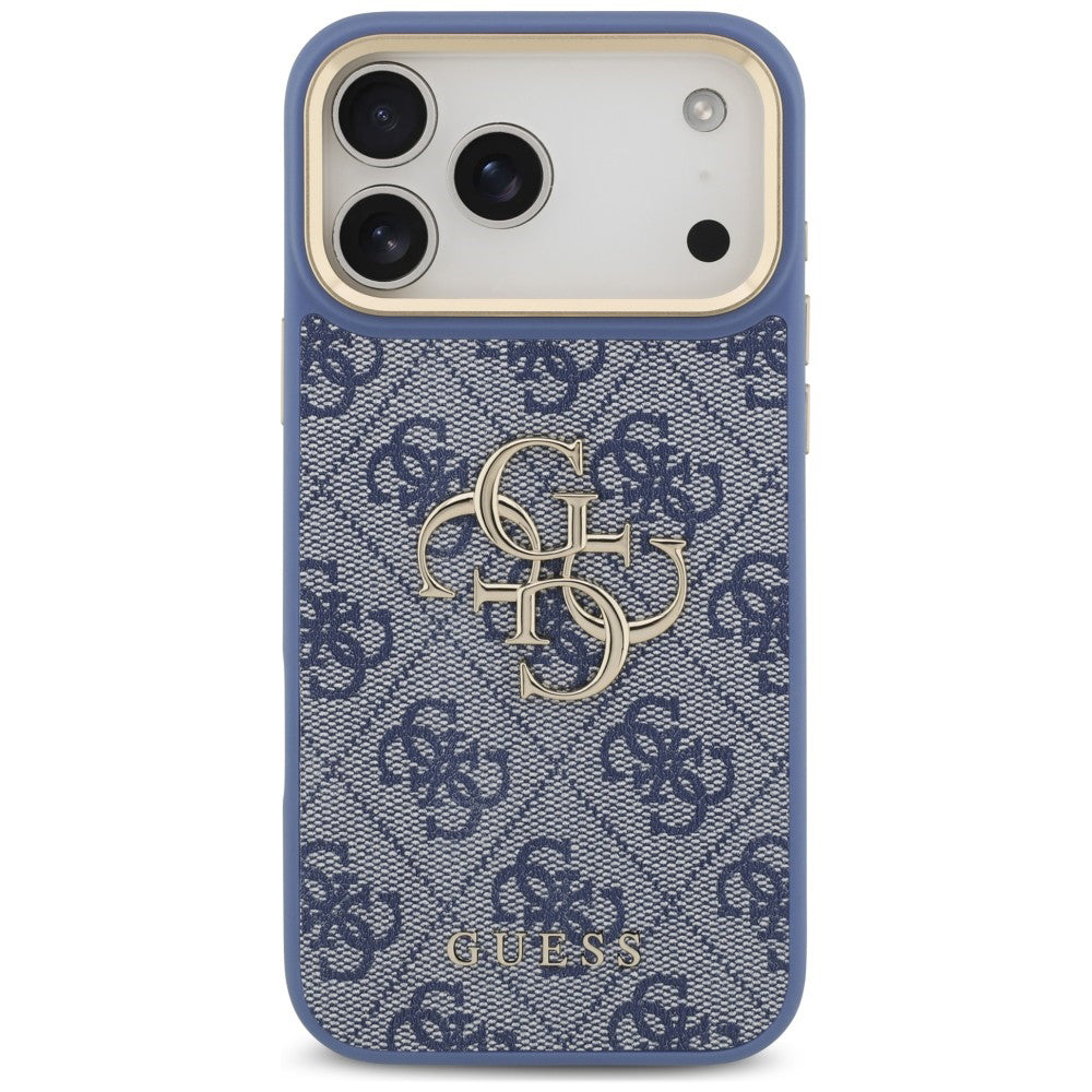 Hülle für Apple iPhone 18 Pro Max / 17 Pro Max, Guess, Big 4G Classic Logo & Big Strap Metal Buttons, Blau