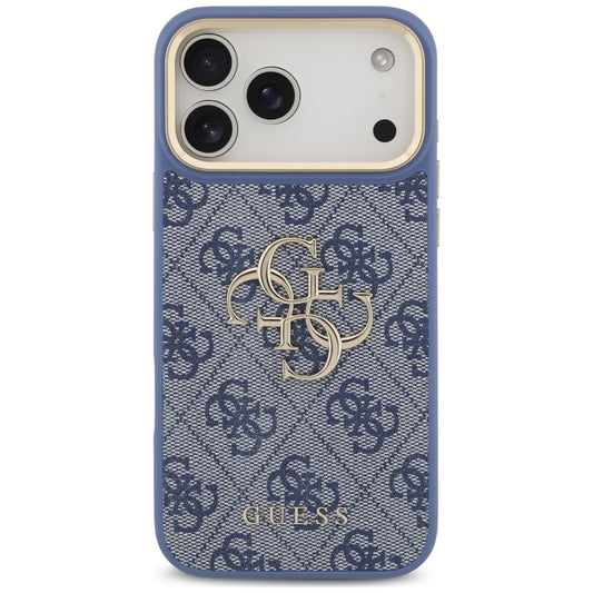 Case for Apple iPhone 18 Pro Max / 17 Pro Max, Guess, Big 4G Classic Logo & Big Strap Metal Buttons, Blue
