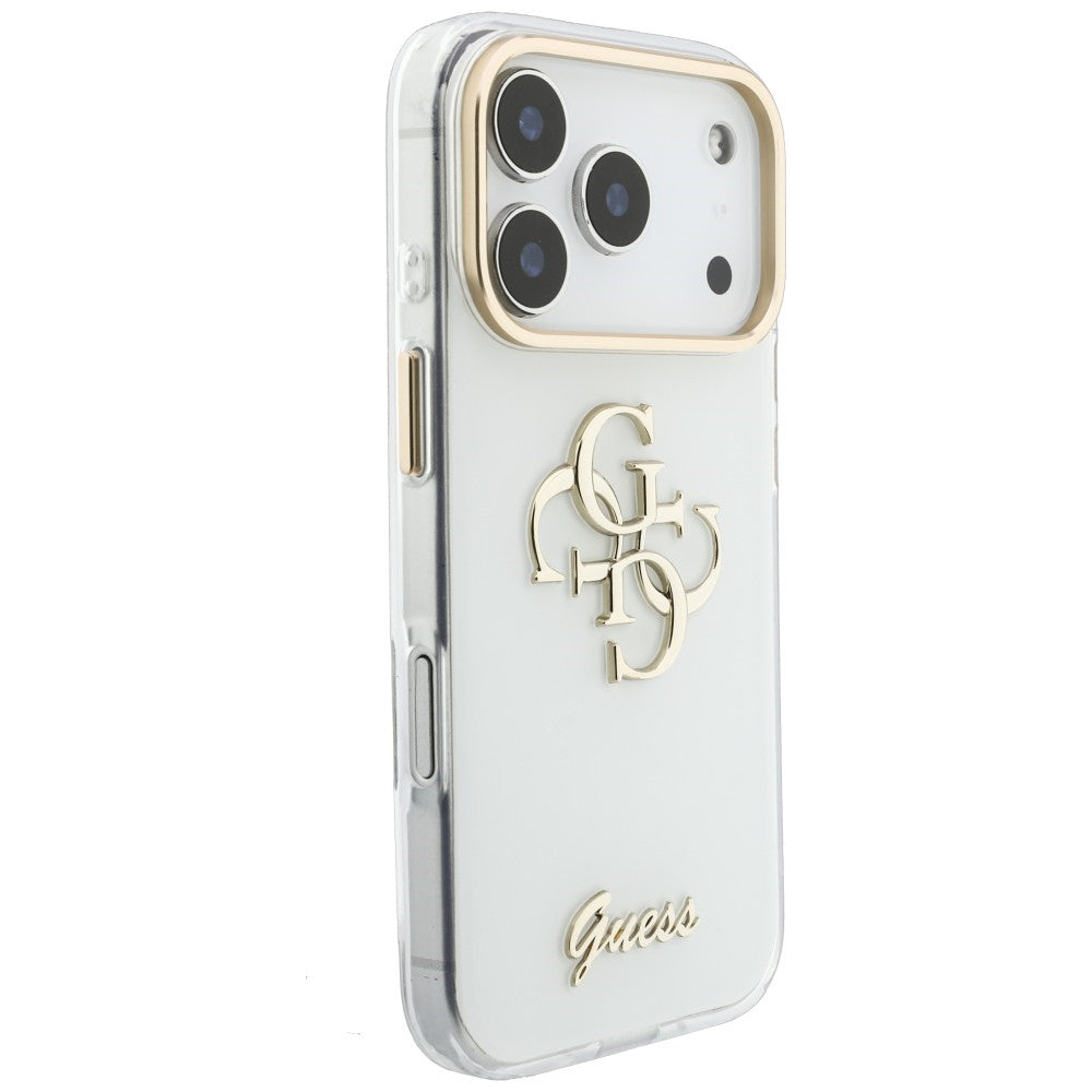 Hülle für Apple iPhone 18 Pro Max / 17 Pro Max, Guess, IML 4G Metal Script, Weiß