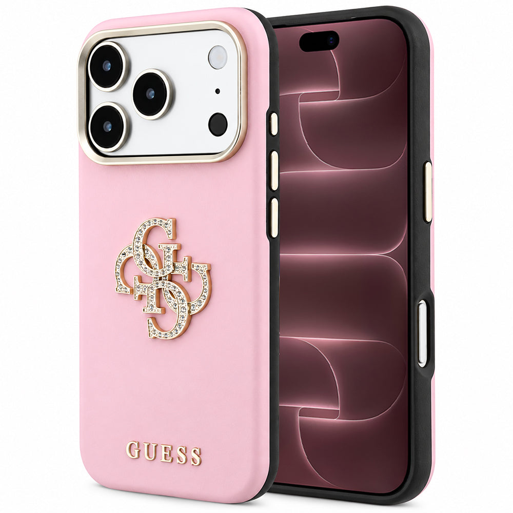 Case for Apple iPhone 18 Pro Max / 17 Pro Max, Guess, Smooth Big Strass Logo, Pink