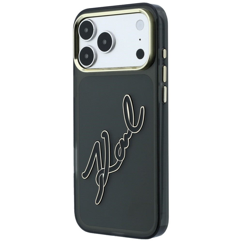 Hülle für Apple iPhone 18 Pro Max / 17 Pro Max, Karl Lagerfeld, IML Big Signature Resin Logo Metallrahmen, Schwarz